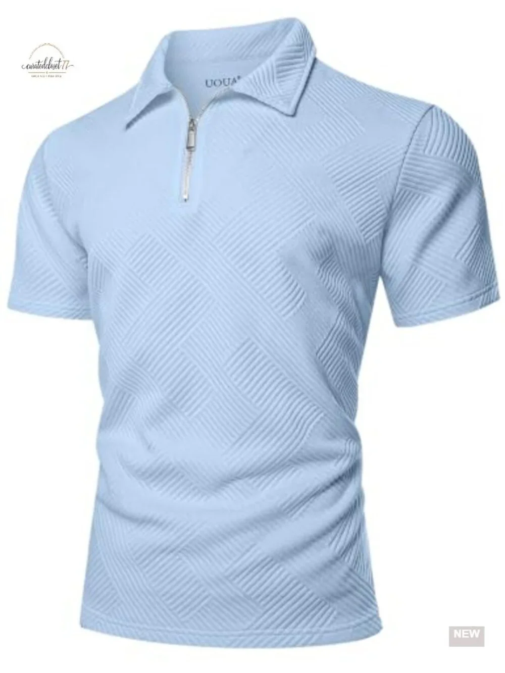 Men's Zip Polo Shirt Short Sleeve Sweatshirt Polyester Blend Casual Golf Top